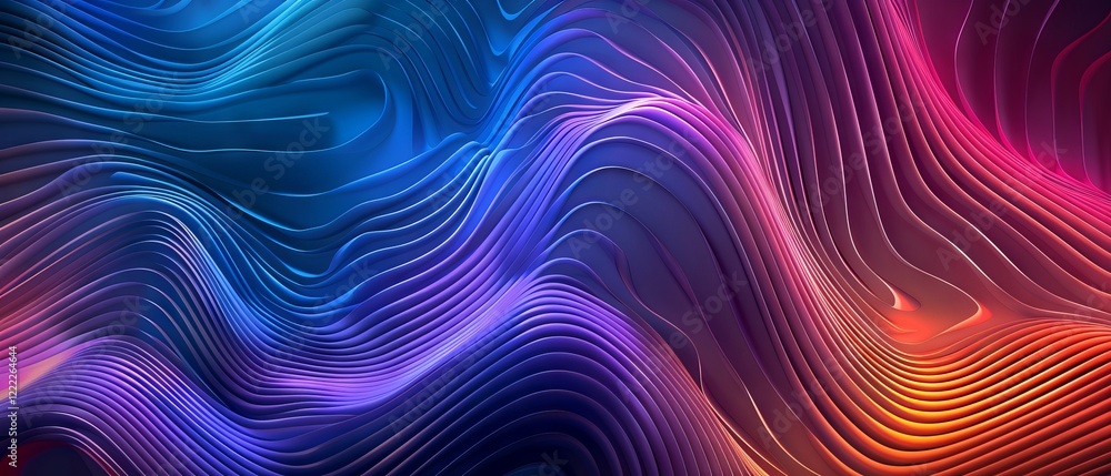 Poster colorful abstract wavy lines background featuring flowing curves, dynamic patterns, and vibrant colo
