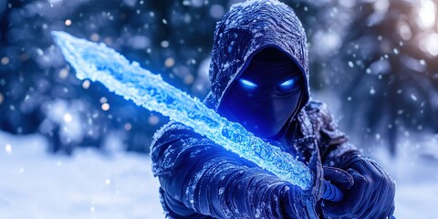 ninja with frozen ice sword