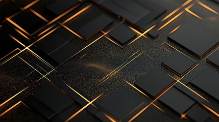 Abstract Geometric Black and Gold Background with Sparkling Texture