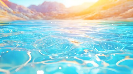 Obraz premium serene blue water, sunny mountain view - vibrant colors: the image .