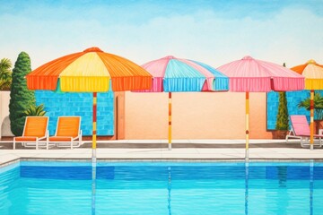 Fototapeta premium Pool party summer architecture furniture.