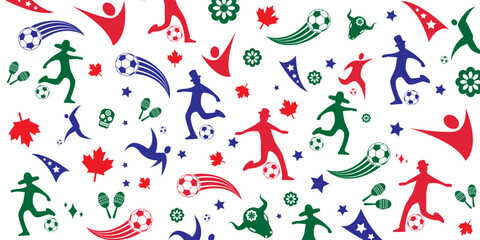 Creative template design for World Cup America, canada, Mexico 2026, Football Background for banner, card, website, vector illustration.
