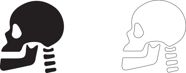 Human skull in profile. Vector editable template.