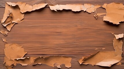 Textured Wooden Background With Peeling Paper Creating Vintage Rustic Frame Effect
