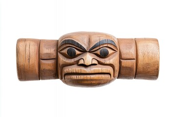 Intricate wooden tribal face carving showcasing detailed craftsmanship and cultural significance in indigenous art