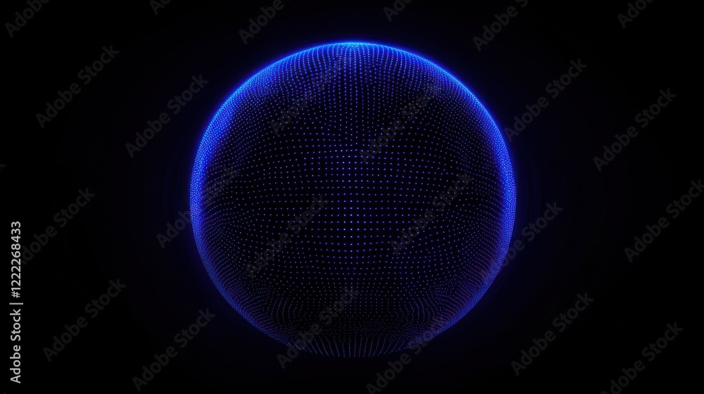 Poster blue digital sphere with dots creating a vibrant visual effect