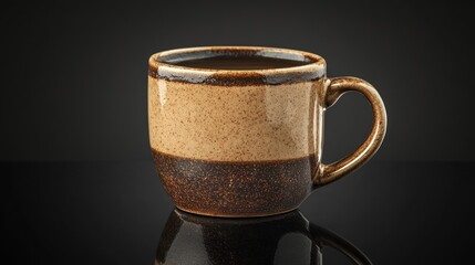 A two-tone coffee mug on black background for beverage or hot drink advertising or lifestyle use