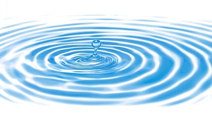Water Droplet Creating Ripple Effect on Calm Blue Surface in Natural Environment