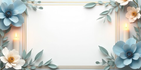 Elegant funeral flyer templates featuring soft floral designs, candles, and soothing backgrounds