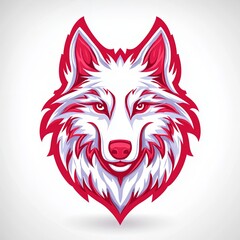 Fototapeta premium Stylized Red and White Wolf Head Design