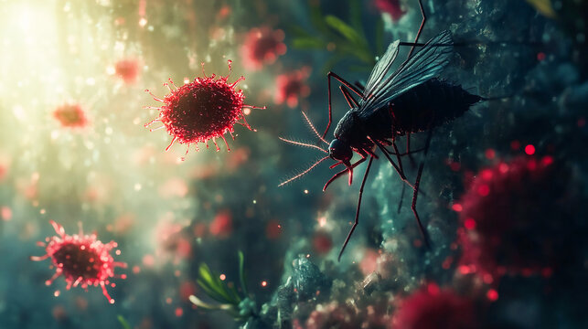Dengue Virus Outbreak as a mosquito-borne illness or breakbone fever or a viral infection caused by an mosquitoes resulting in West Nile Virus Zika or malaria