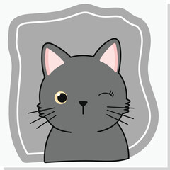 Cut Cat grey Art and Illustration