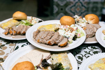 Buffet Style Food Platters Being Served at an Event