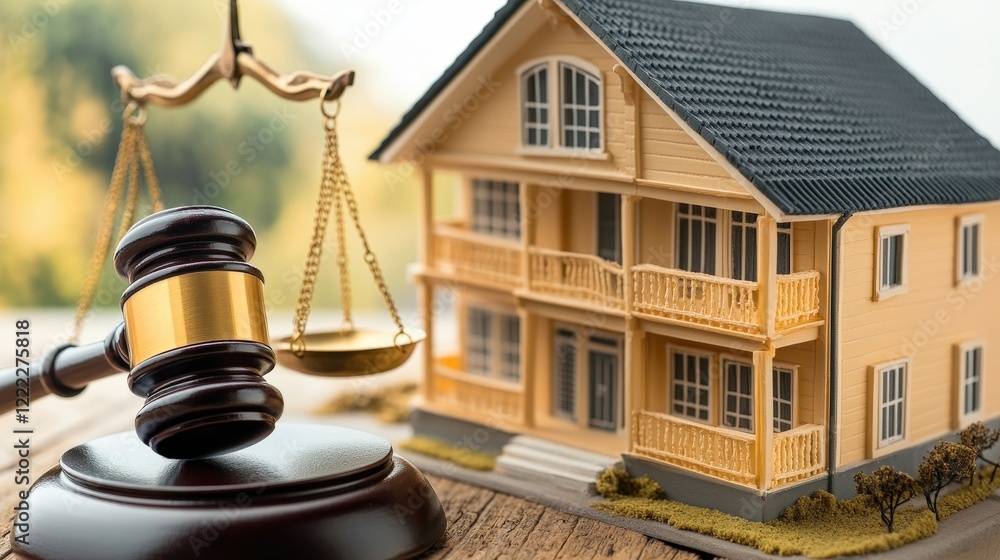 Poster model house displayed on a table with a scale for architectural design and planning purposes