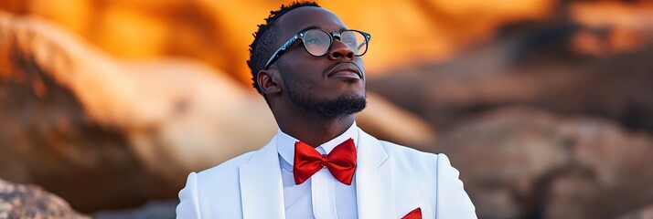 gospel - well-dressed black religious adult praising the lord almighty in church