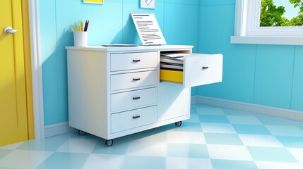 Bright Room with White Cabinet