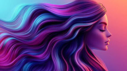 Long brown hair strand lock. Realistic 3d vector illustration set of waved smooth shiny female ponytail for shampoo and conditioner design. Strong healthy brunette curls for care and beauty concept.