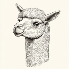 Obraz premium Detailed Line Drawing of an Alpaca Head