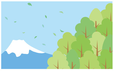 Fototapeta premium 富士山のかわいいシンプルな背景イラスト素材