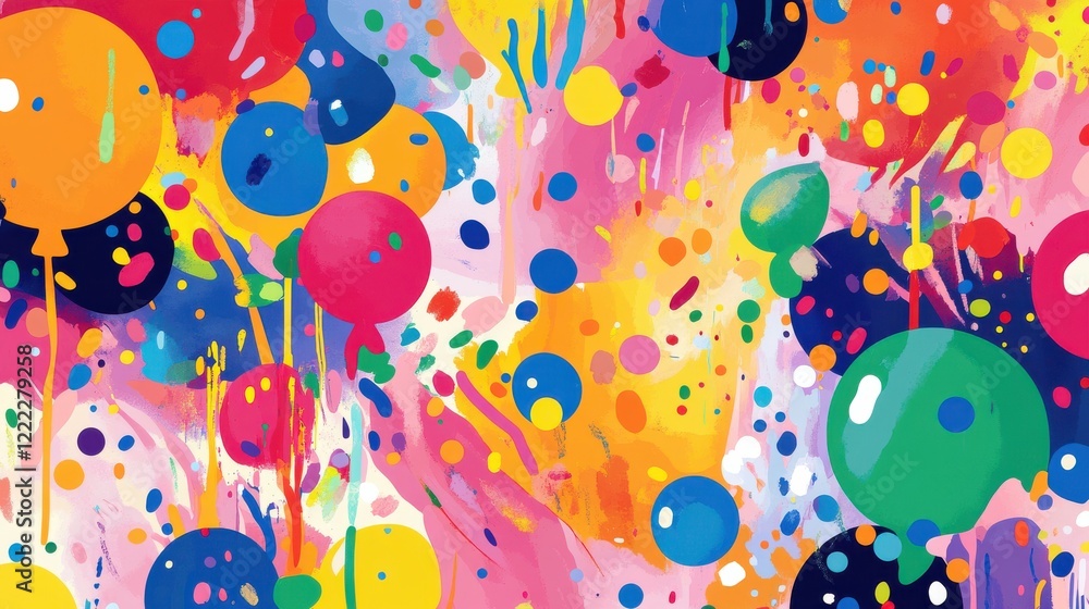 Poster vibrant abstract art with colorful circles and dynamic background