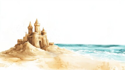 drawing of a sandcastle on a beach