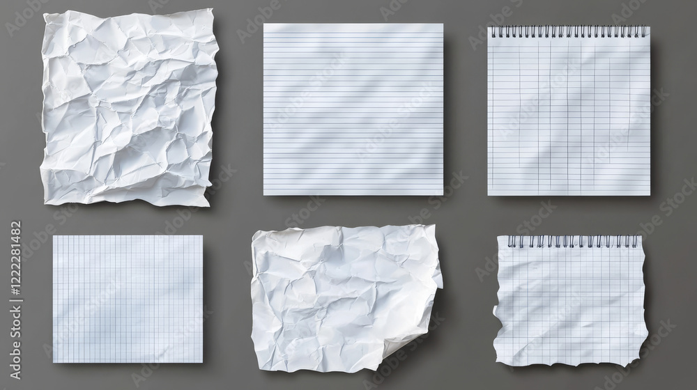 Poster notebook paper sheets set isolated on transparent background. vector realistic illustration of blank