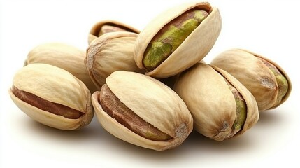 Fresh Pistachio Nuts in Shell Isolated on White Background