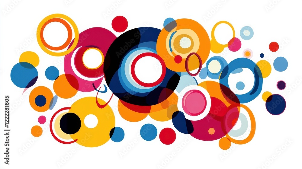 Poster Colorful Abstract Circles Design with Dynamic Shapes and Patterns