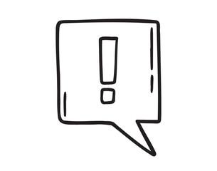 bubble speech info help exclamation mark doodle hand drawn icon. Outline drawing Information line clipart symbol