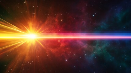 Fototapeta premium Cosmic Burst: A Celestial Light Beam Across the Nebula