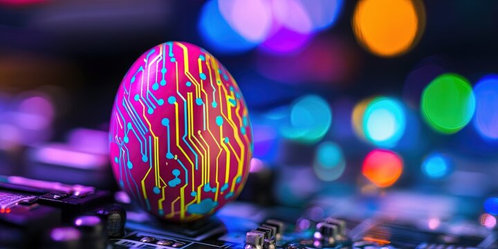 circuitry easter egg glowing with technology and data for 2025 holiday