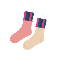 vector illustration of socks on a white background. stylish socks in a flat illustration
