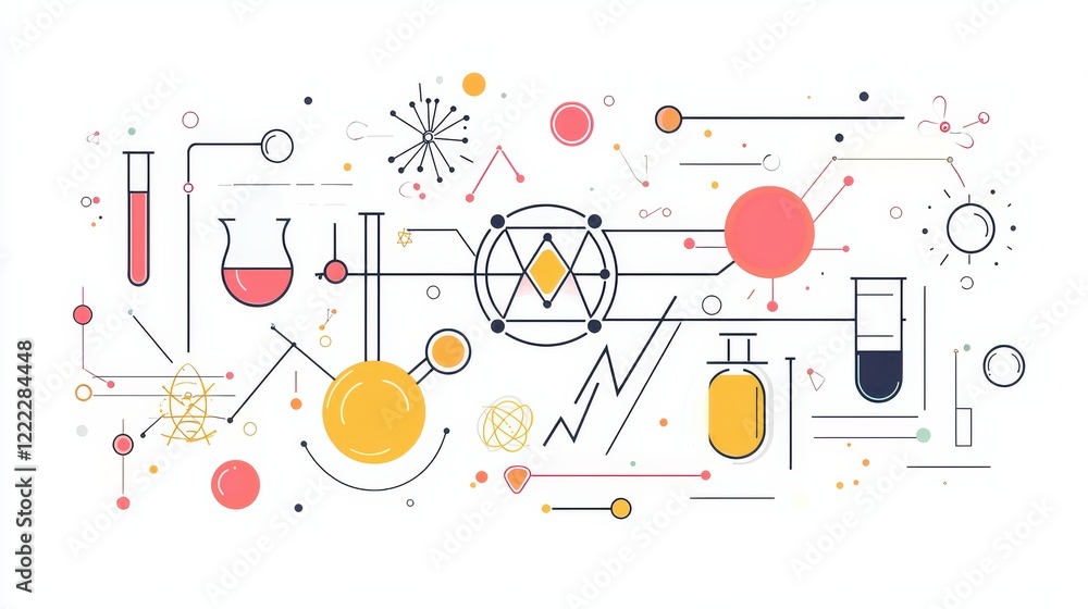 Aufkleber abstract science background with laboratory tools and molecules design