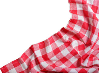 red checkered tablecloth isolated on transparent background, top view