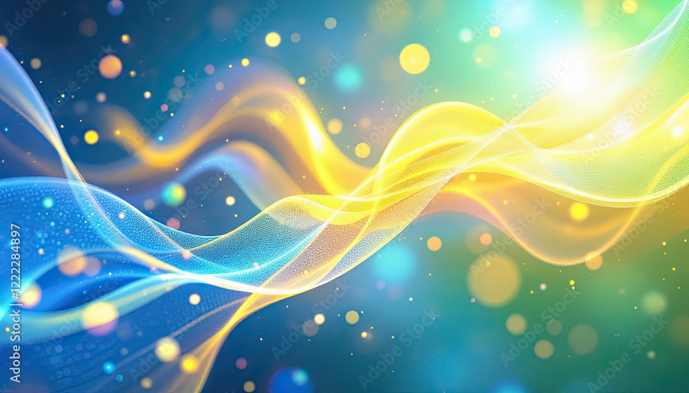 Poster vibrant abstract waves and light with colorful bokeh effect