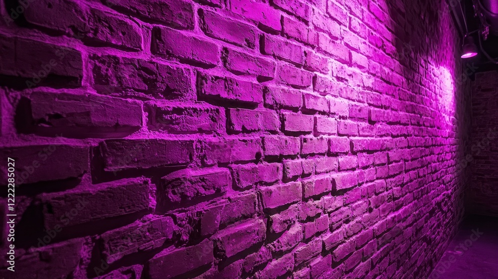 Aufkleber a striking brick wall awash in purple light creates an inviting atmosphere in an urban setting. the 