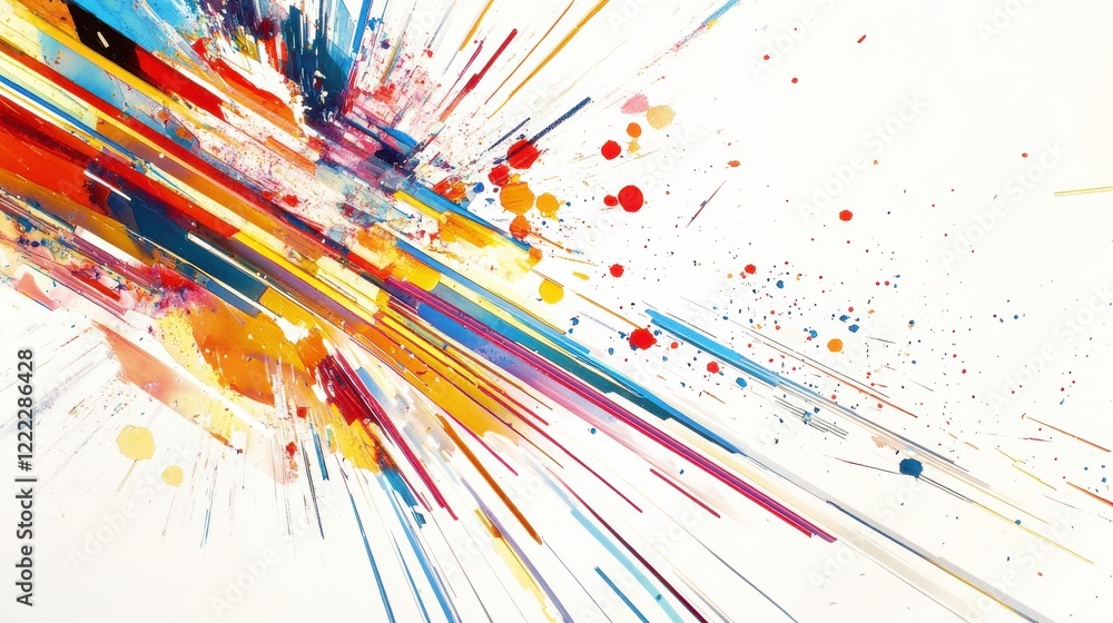 Poster vibrant abstract splash of colors with dynamic lines and dots