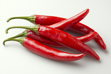 Fresh red chili peppers stacked on a light background ready for culinary use and vibrant dishes