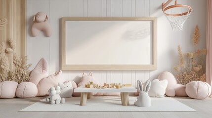 Cozy Playroom Interior with Soft Colors and Decorative Accents