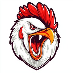 Fierce Rooster Head Mascot Design Illustration