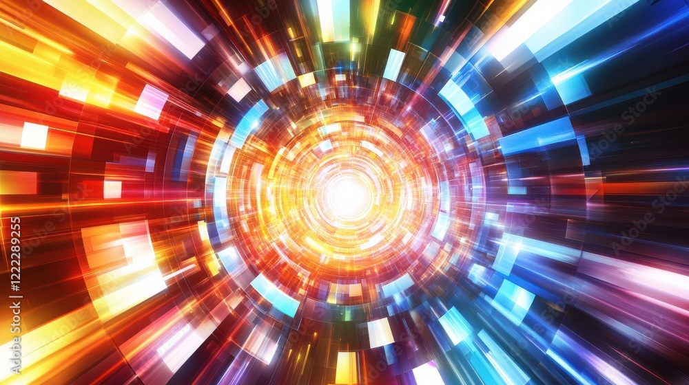 Poster abstract colorful light burst with circular motion effect