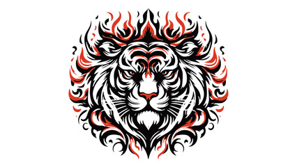 Powerful Tribal Tiger with Fiery Design