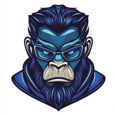 Stylish Blue Gorilla Wearing Glasses Headshot