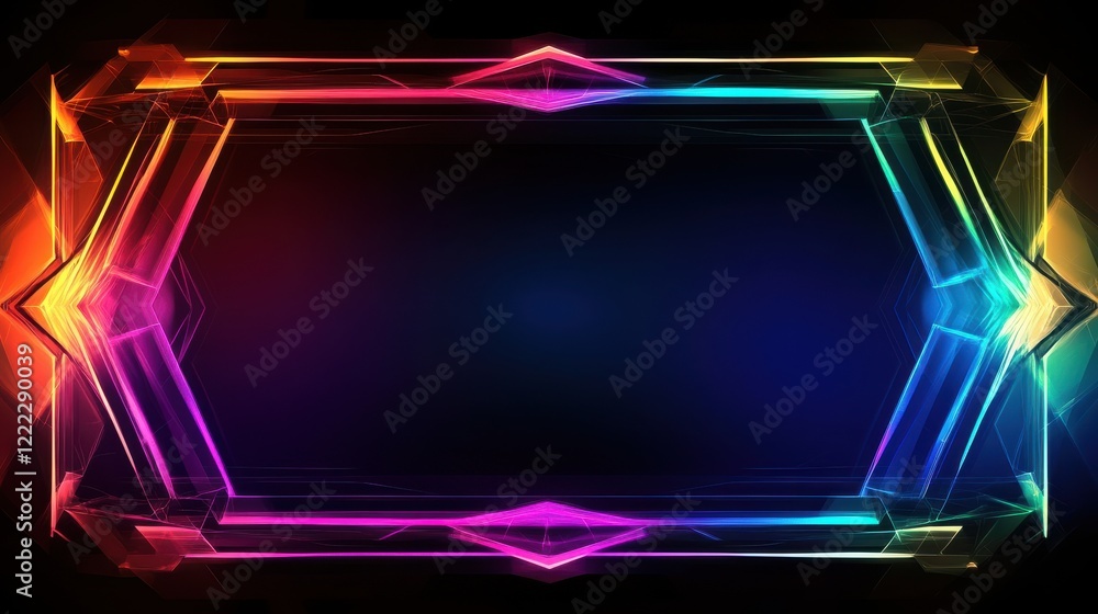 Poster vibrant abstract frame with colorful light effects on dark background