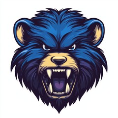 Fototapeta premium Angry Blue Bear Head Roaring Fiercely