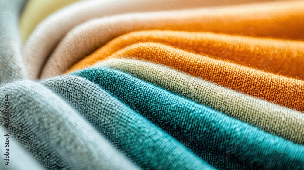 Poster close-up of colorful soft textiles in beautiful fabric layers showcasing texture and vibrant hues
