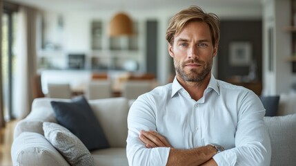 Naklejka premium Confident Man in Modern Living Room