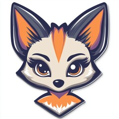 Fototapeta premium Adorable Cartoon Fox Head With Large Eyes