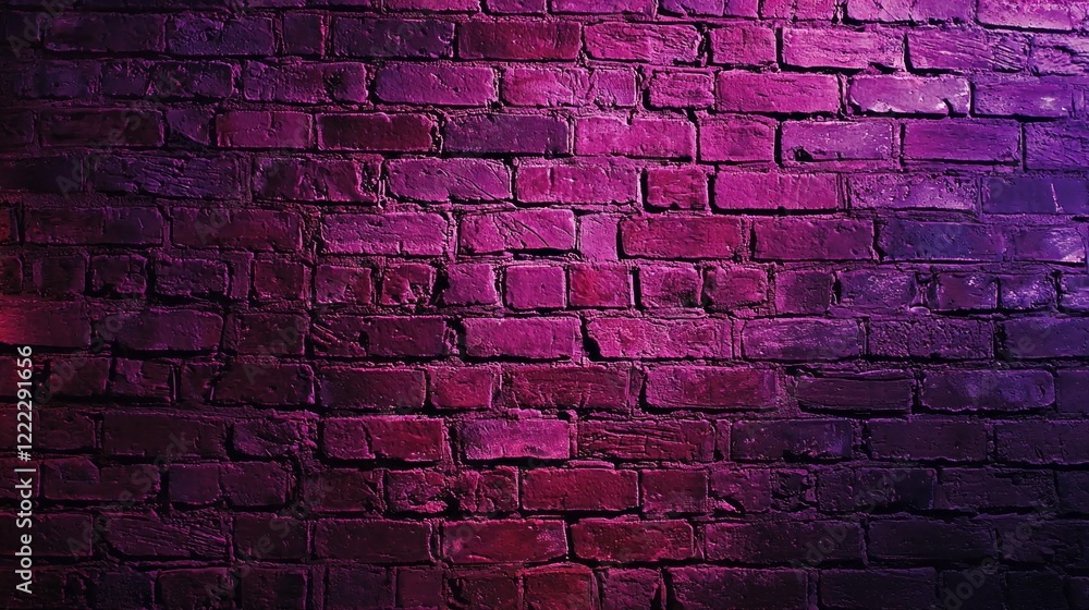 Poster a textured brick wall glows under enchanting purple lights, creating a mesmerizing atmosphere perfec