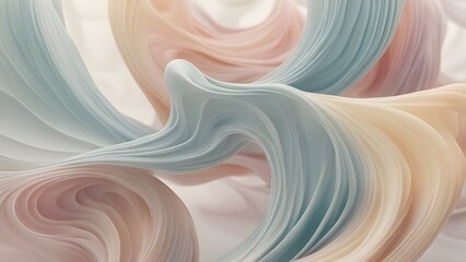 Abstract pastel-colored 3D rendered flowing fabric design.